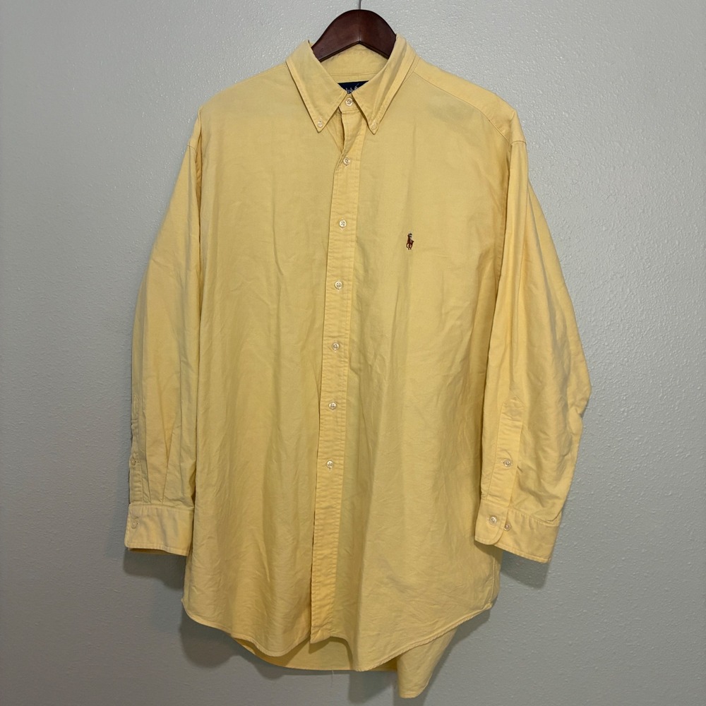Polo Ralph Lauren Mens Classic Fit Oxford Shirt Yellow Cotton 17.5 32/33